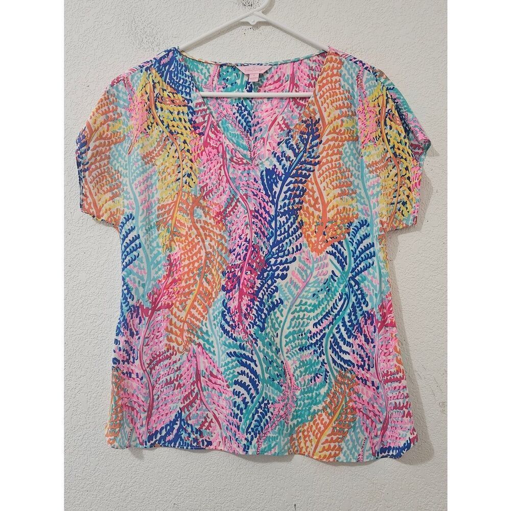 Lilly Pulitzer Asher 100% Silk Top Size Small